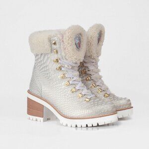 NWT NiS Italian Sheepskin Nubuck Lace-Up Boots Alisa Pearl size EU 40 /USA 9-9.5